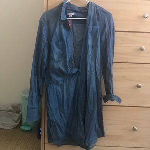 Long sleeve jean button down dress